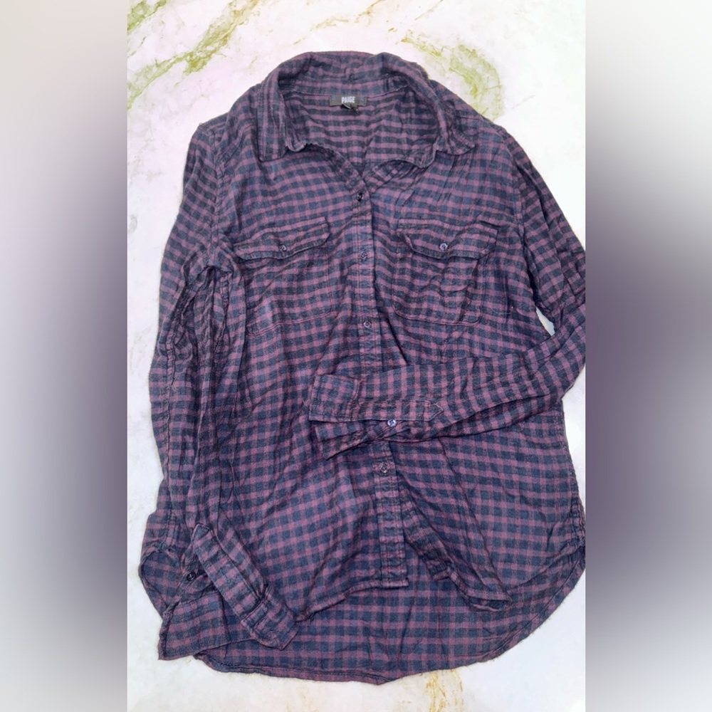 Paige - Purple & Black Plaid Flannel Shirt